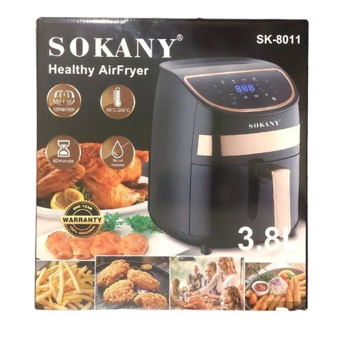 Sokany AirFryer, Digital Screen SK-8011, 3.8L , 1000w | سوكاني قلاية بدون زيت بشاشة ديجيتال