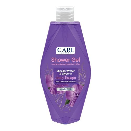 Care & More جل الاستحمام كير آند مور، لافندر وليللي مع الجلسرين - 500 مل  Care & More Shower Gel,Lavender & Lilly With Glycerin -500Ml.