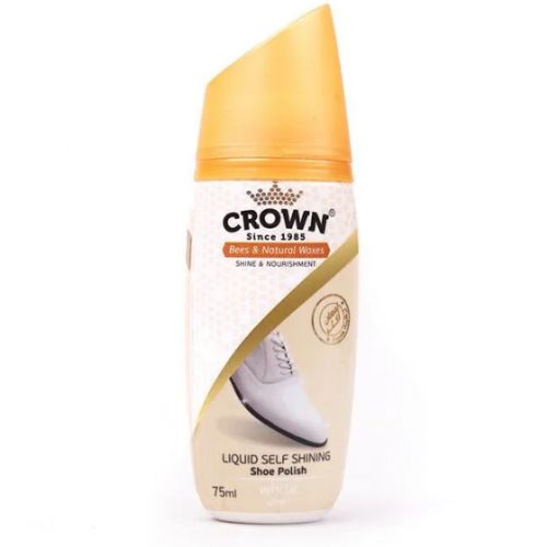 CROWN | كراون ملمع أحذية سائل بشمع النحل والشموع الطبيعية - أبيض - 75 مل