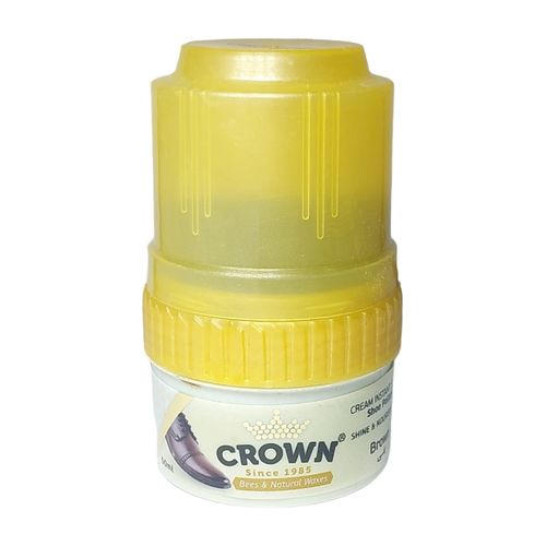 CROWN | كراون كريم ملمع الاحذية بشمع النحل والشموع الطبيعية - بني - 50 مل