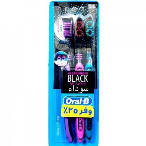 ORAL-B | فرشاة أسنان اورال بي مستديرة سوداء متوسطة (2+1)