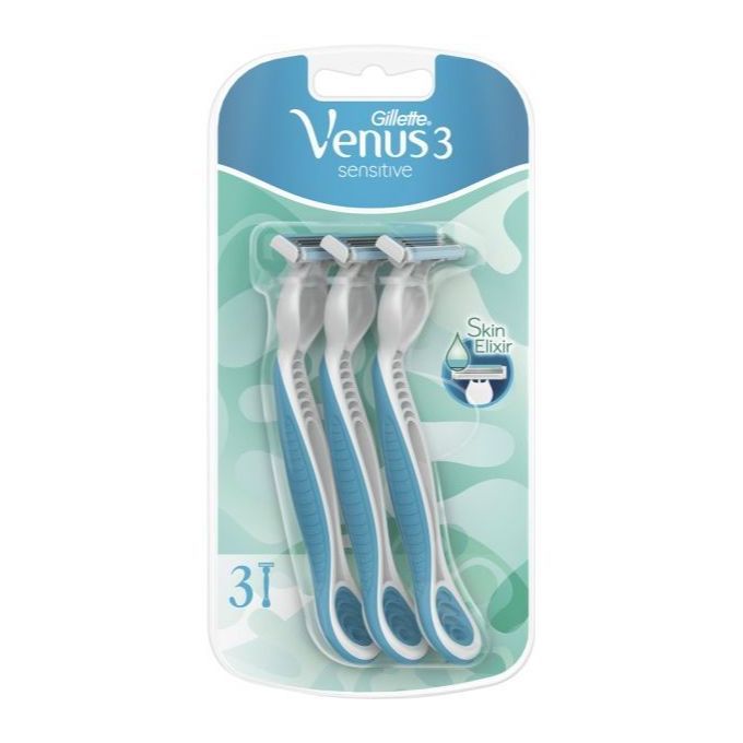 Gillette Venus 3 Sensitive Disposable Razors for Women - 3 Pcs