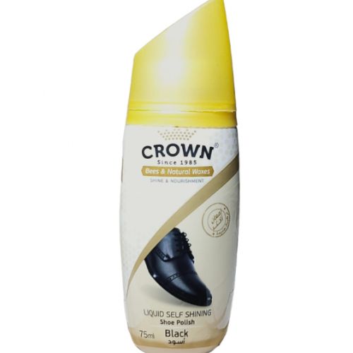 CROWN | كراون ملمع أحذية سائل بشمع النحل والشموع الطبيعية - أسود - 75 مل