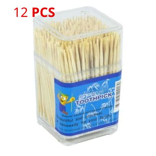 Durable Wooden Toothpicks Double Sided Design - 12 Pack