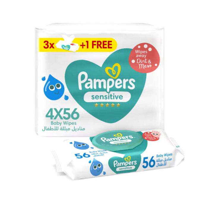 Pampers Wipes Sensitive Protect - 4*56 Wipes