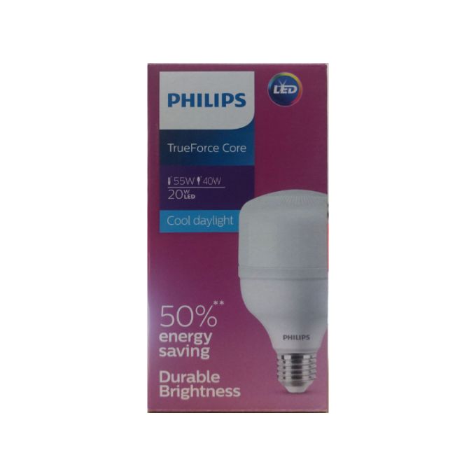 لمبة Philips Trueforce Led E27, 20w, 2700lum, Cool Daylight 6500k ,1pcs + Azwaaa Bag