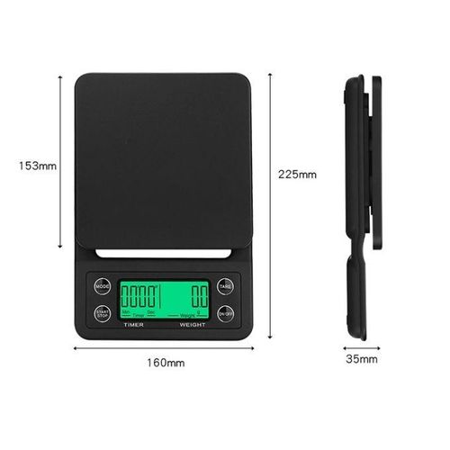 Coffee Scale , Scale Digital & timer with Silicone Mat - 5KG - multi-color