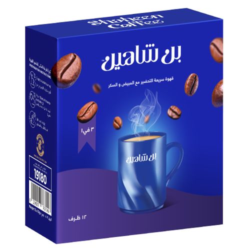 Shaheen Coffee قهوة شاهين 3 في 1 - كوفي ميكس - قهوة سريعة التحضير 12 ظرف - 18 جم