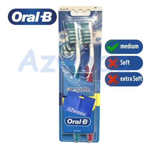 ORAL-B | فرشاة أسنان اورال بي كومبليت ديب كلين وسط40 (1+1) + حقيبة أزواق