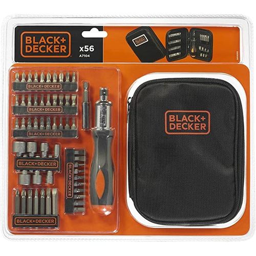 Black+Decker 56 Piece Ratchet Screwdriver, Screwdriving Bits and Nutdriver Set A7104