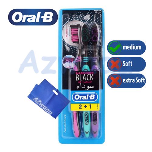 ORAL-B | فرشاة أسنان اورال بي مستديرة سوداء متوسطة (2+1)
