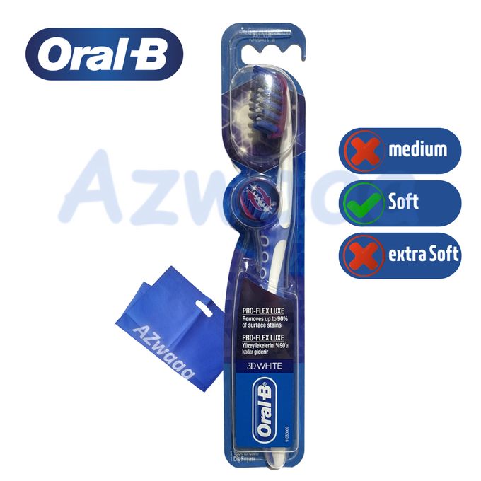 ORAL-B | فرشاة أسنان اورال بي ثري دي وايت بروفليكس لوكس سوفت 38
