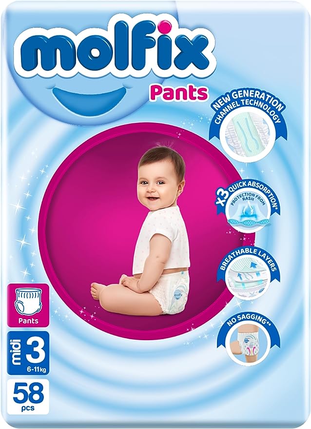 Molfix Molfix Pantes Baby Diapers - Size 3 - 58 Diapers