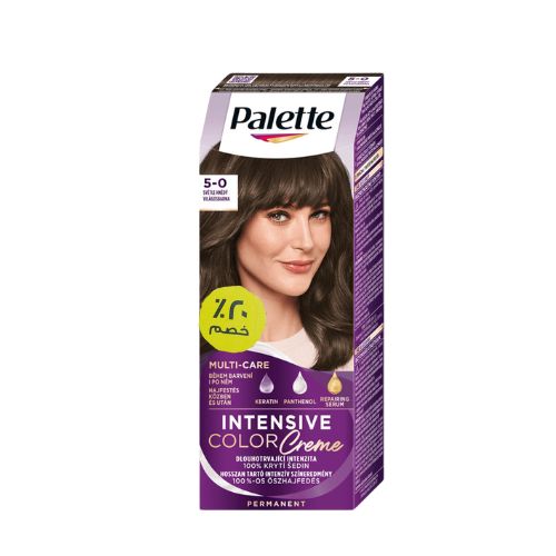 Palette |   صبغة كريم الشعر المكثفة، 5-0 بني فاتح، 50 مل