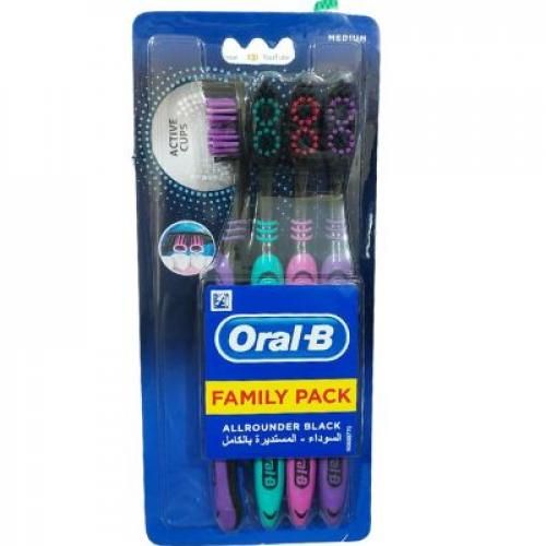 ORAL-B | فرشاة أسنان اورال بي مستديرة سوداء متوسطة 4 قطع