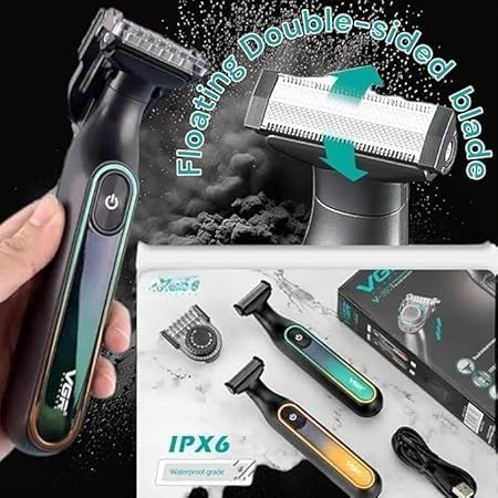 VGR ماكينة حلاقة احترافية V-360 لاسلكية قابلة لإعادة الشحن - متعددة الألوان