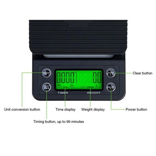 Coffee Scale , Scale Digital & timer with Silicone Mat - 5KG - multi-color