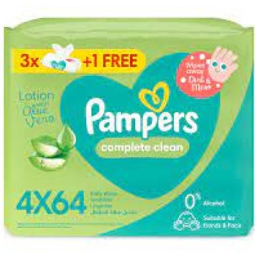 pampers Complete Clean Wipes Lotion & aloe Vera -4*64 Wipes