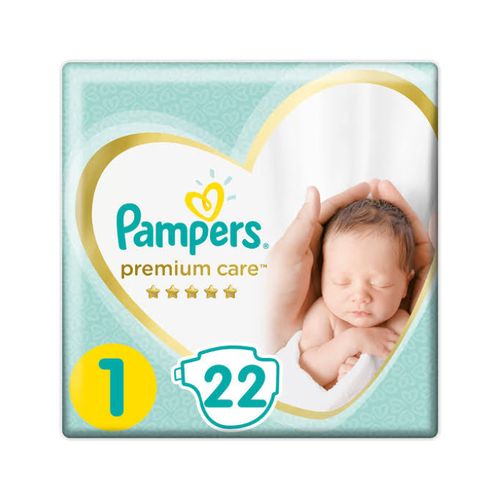 Pampers Premium Extra Care Baby Diapers - Size 1 – From 2Kg To 5Kg – 22 Diapers