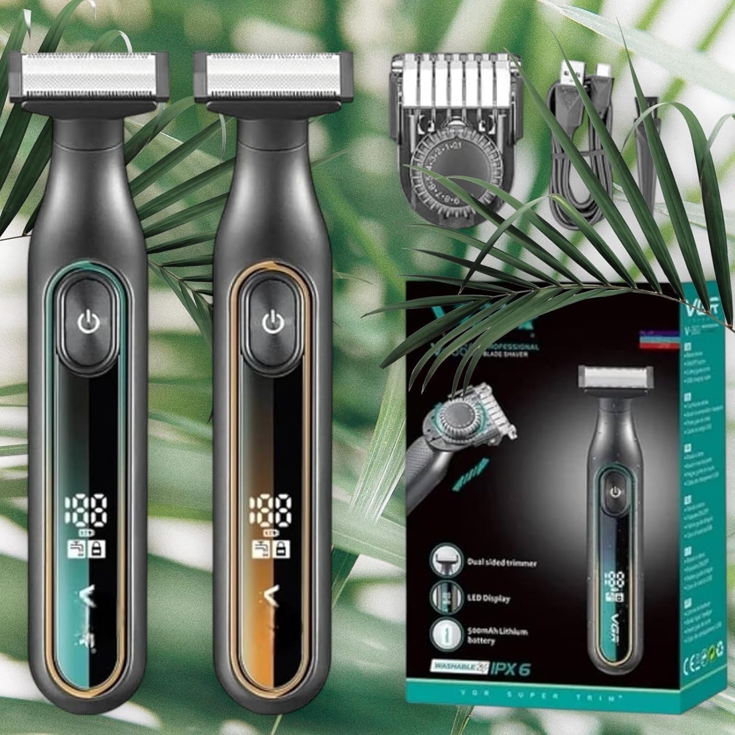 VGR ماكينة حلاقة احترافية V-360 لاسلكية قابلة لإعادة الشحن - متعددة الألوان