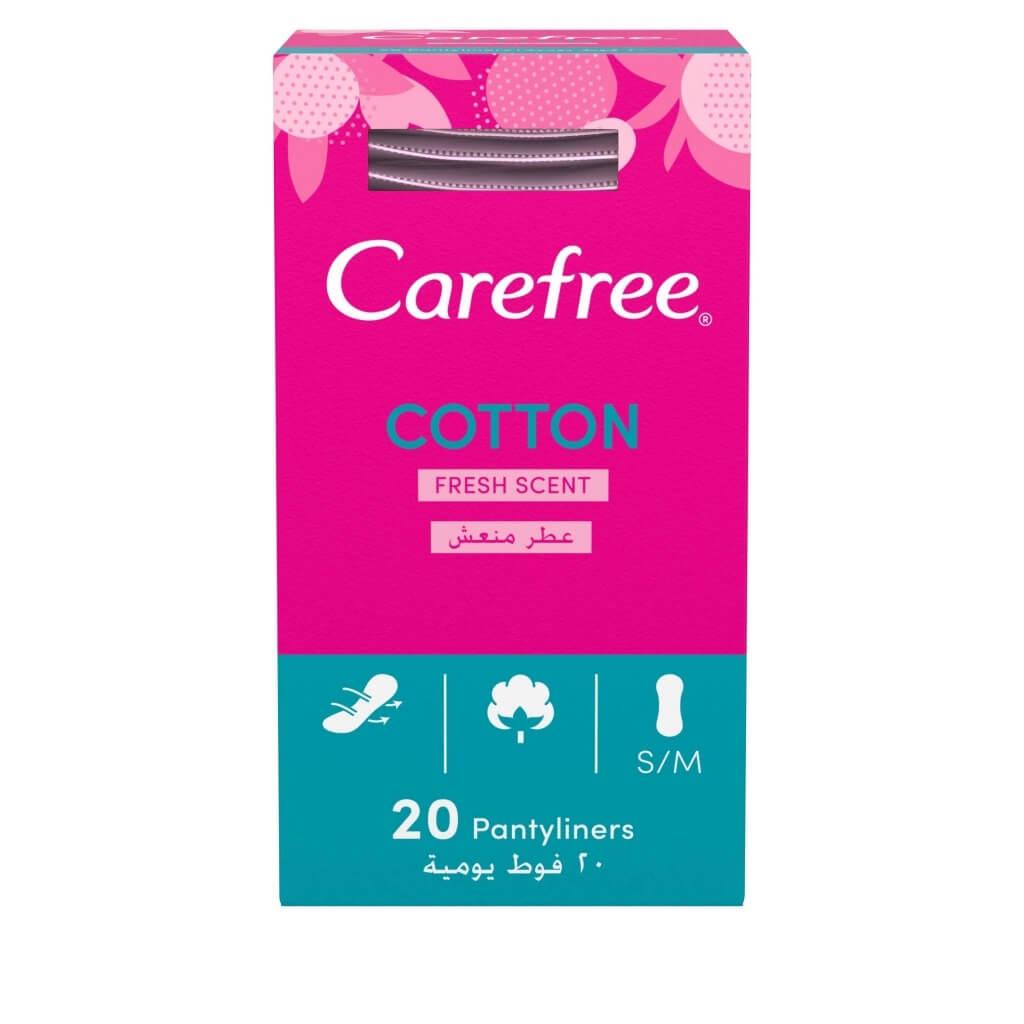 CAREFREE | كير فري فوط يومية ملمس القطن ، المعطرة  20 قطعة