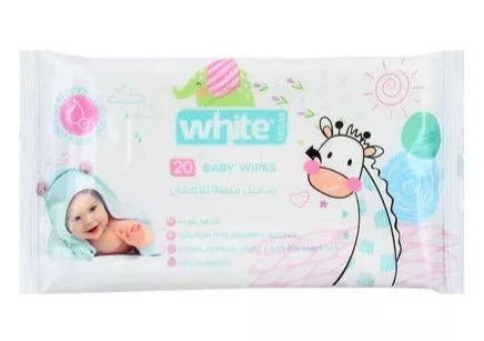 white 20 baby wipes