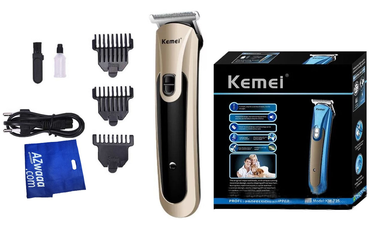 Kemei | KM 725 | Hair clipper, 3comb, cordless, Gold ماكينة حلاقة الشعر