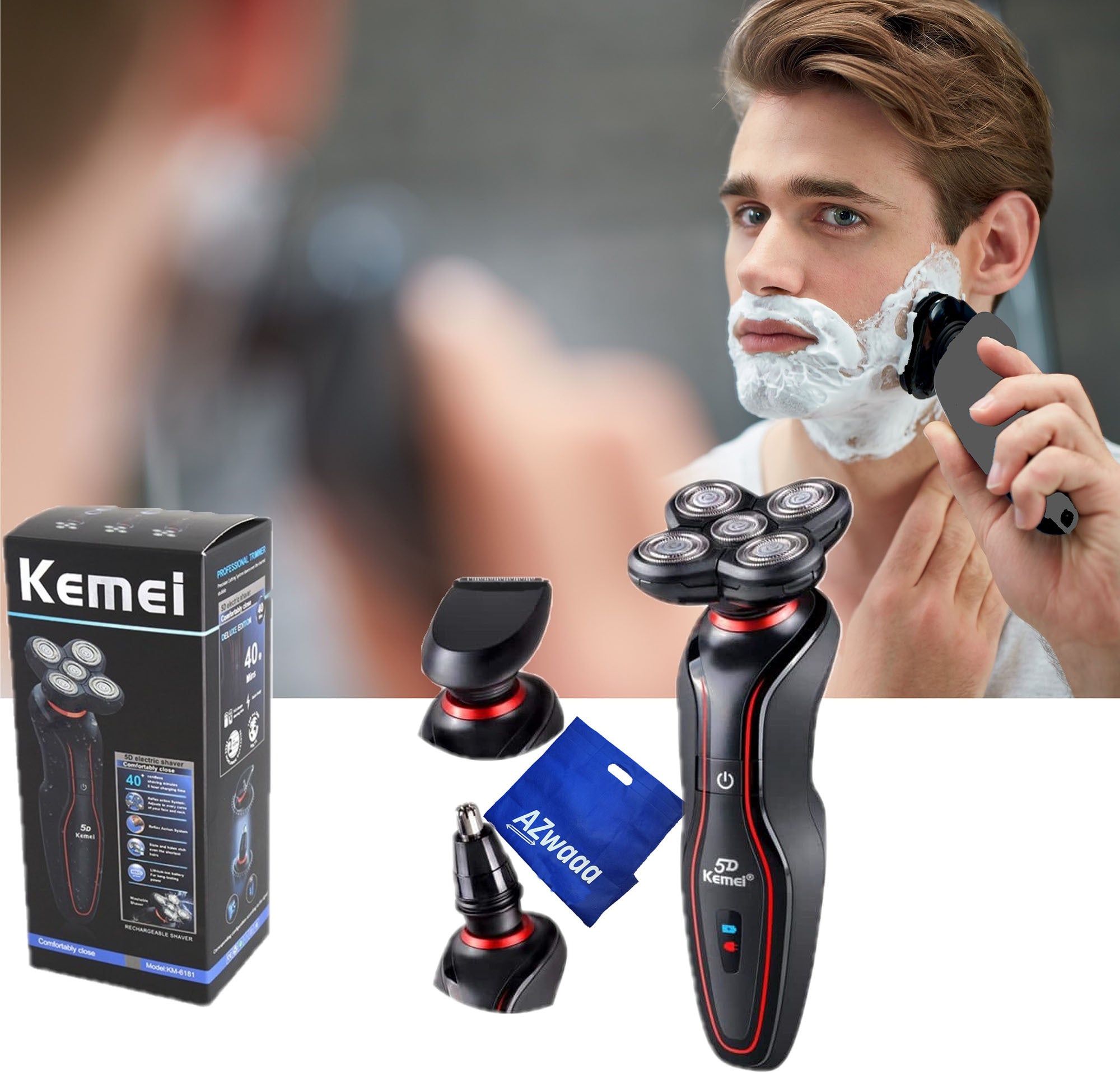 Kemei | KM 6181 | 5in1 shaver, Nose, Trimmer , ماكينة حلاقة للوجه