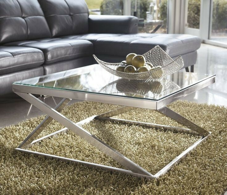 Furniture - ترابيزة استانلس مقاس ١٠٠×٦٠ بزجاج شفاف ٨مم