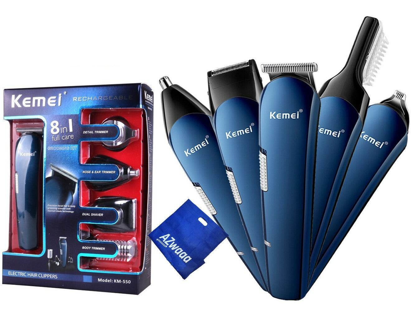 Kemei | KM 550 | Hair clipper 5 in1 ماكينة حلاقة الشعرمتعددة الاستخدامات