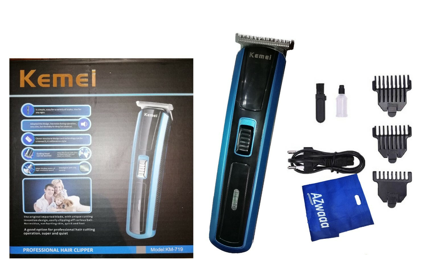 Kemei | KM 719 | Hair clipper, 3 comb, cordless ماكينة حلاقة الشعر