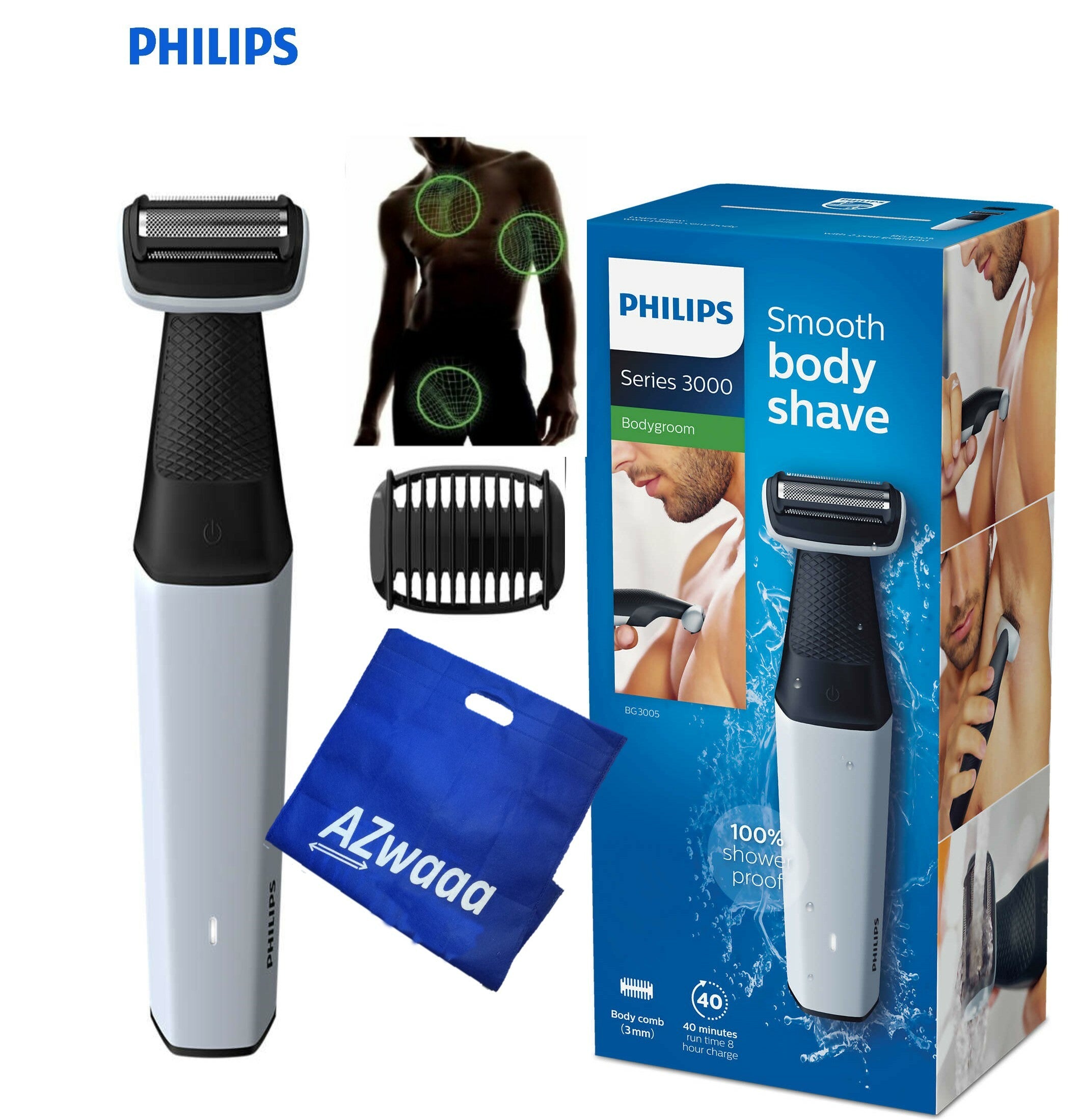 Philips | BG 3005 | Body Groom  ماكينة العناية بالجسم استخدامها أثناء الاستحمام