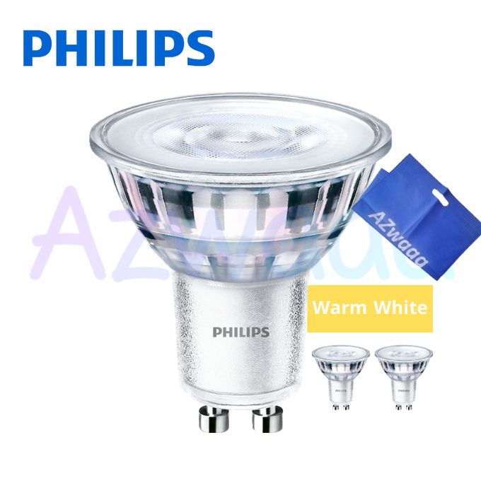 Philips Philips Led GU10 essential, 4.6w,395lum,warm White, 2pcs + Azwaaa Gift