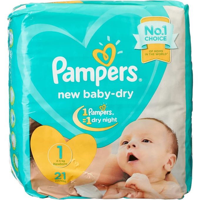 Pampers Baby Dry Diapers - Size 1 – From 2Kg To 5Kg – 21 Diapers