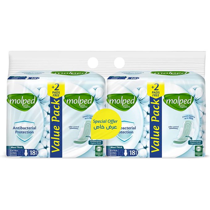 Molped Molped Maxi EXTRA LONG Antibacterial , 18*2 Pads