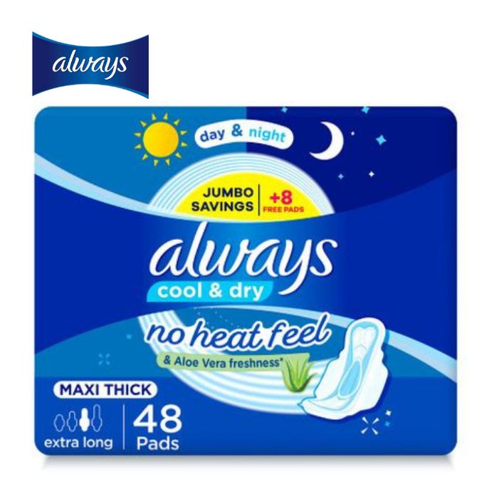 Always MAXI THICK , extra Long ,cool & Dry, 48 Pads