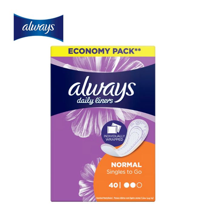Always Always Daily NORMAL Singles to go, 40 Pads