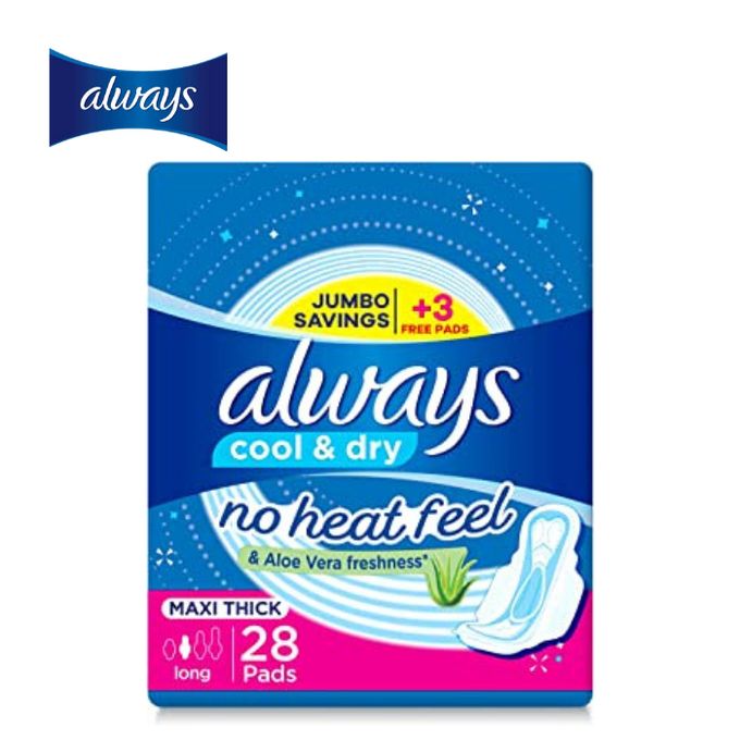 Always MAXI THICK , Long ,cool & dry, 28 Pads