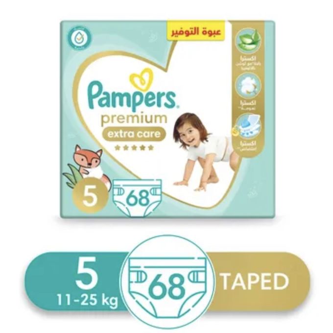 Pampers Premium Extra Care Baby Diapers - Size 5 – From 11Kg To 25Kg – 68 Diapers