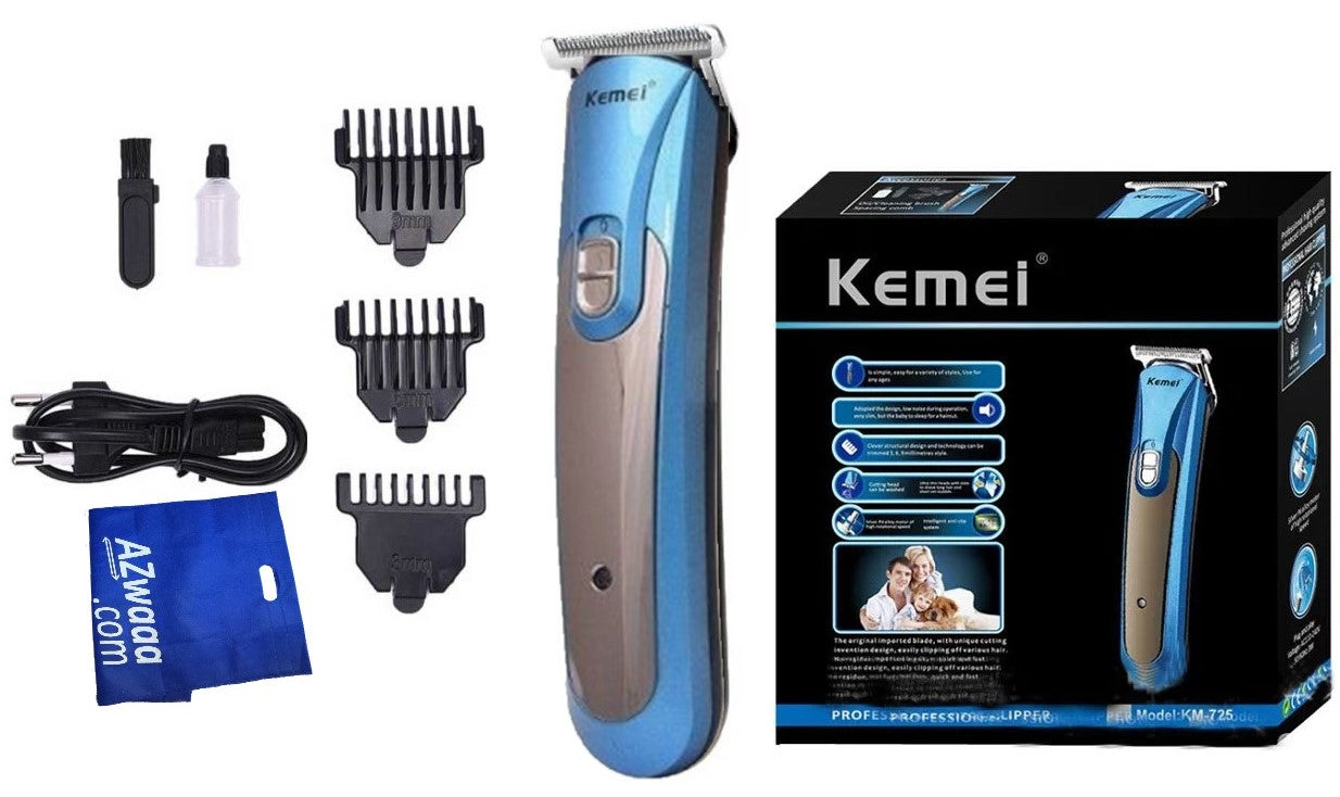 Kemei | KM 725 | Hair clipper, 3comb, cordless, Blue ماكينة حلاقة الشعر