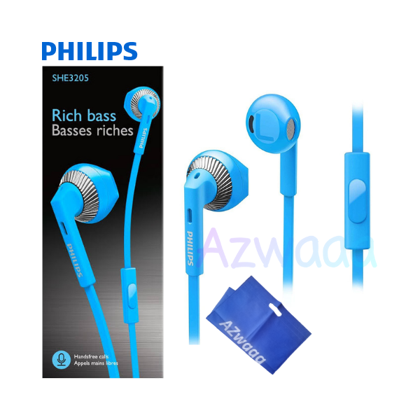 Philips | SHE 3205 BL |  Mic  سماعات داخل الأذن