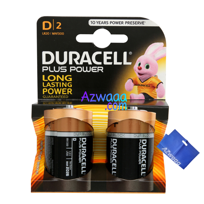 DURACELL PLUS POWER Batteries D Alkaline ,1.5v ,2 Batteries