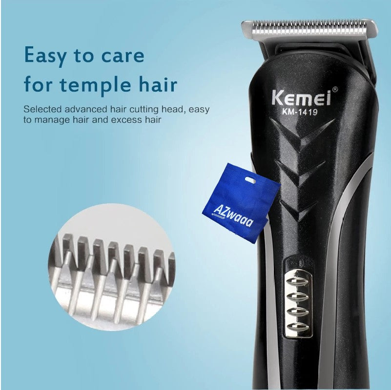 Kemei  Hair Clipper & Beard Trimmer KM-1409 - Black -  ماكينة حلاقة الشعر وتخفيف اللحية