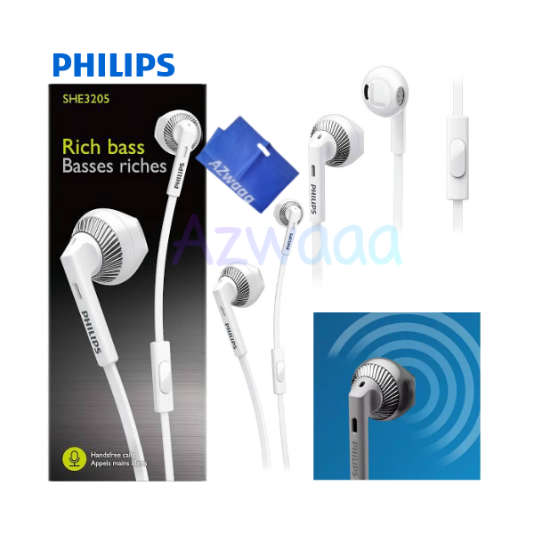 Philips | SHE 3205 WT |  Mic  سماعات داخل الأذن