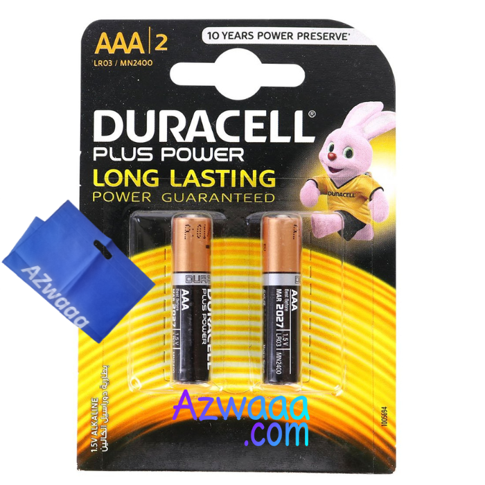 DURACELL PLUS POWER Battery AAA Alkaline ,1.5v ,2 Batteries